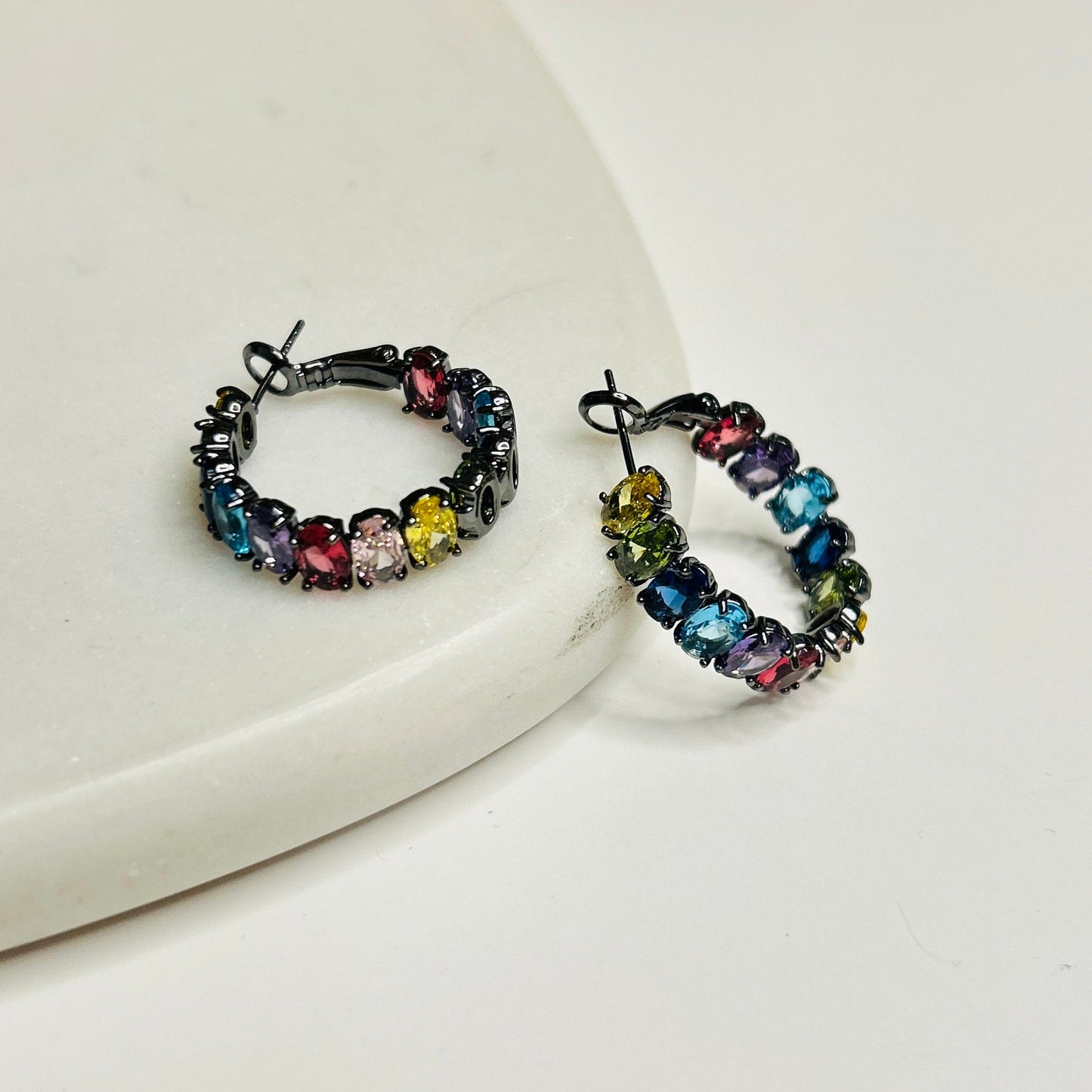 Earrings Rhodium Black Plated