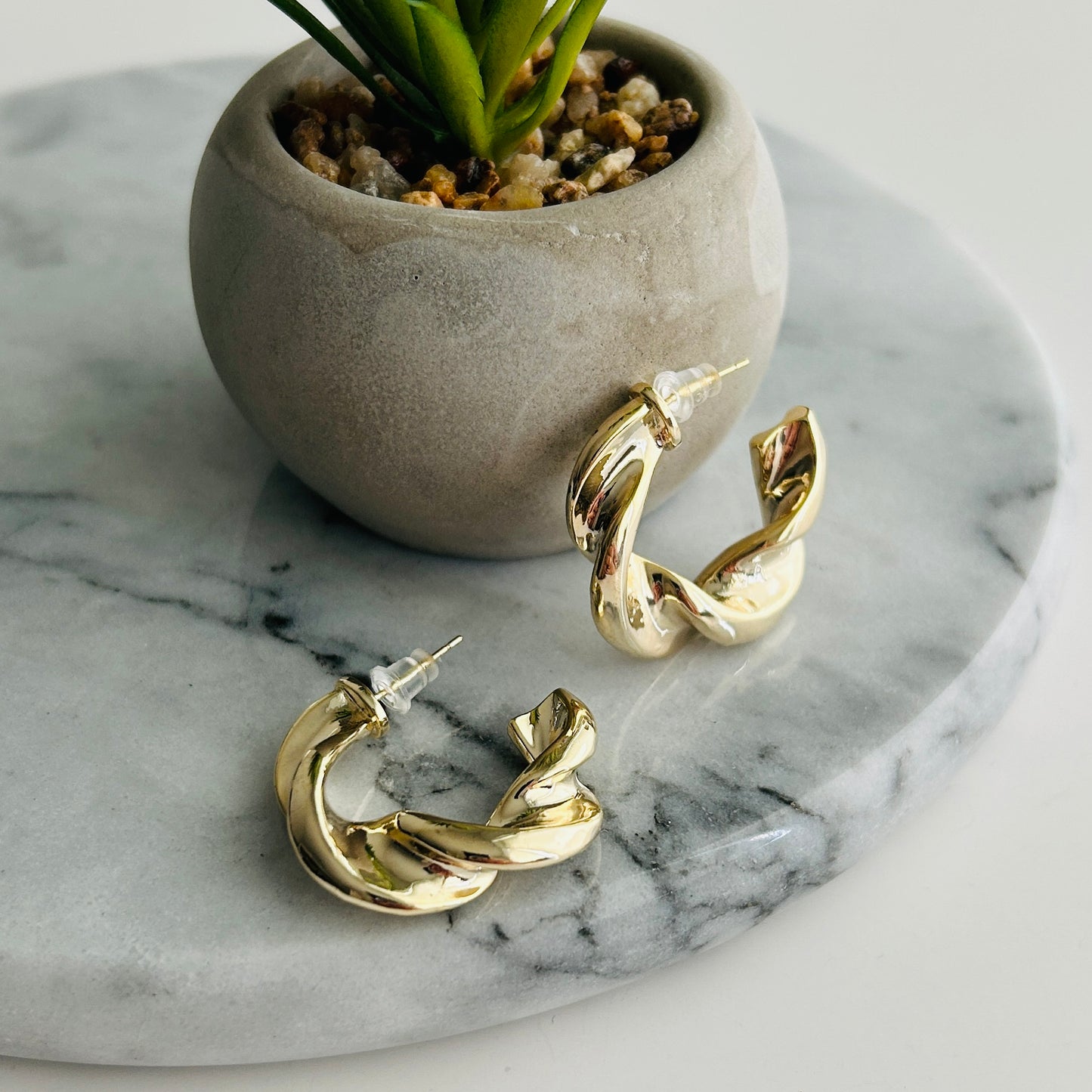 Twisted Gold-Plated Hoop Earrings