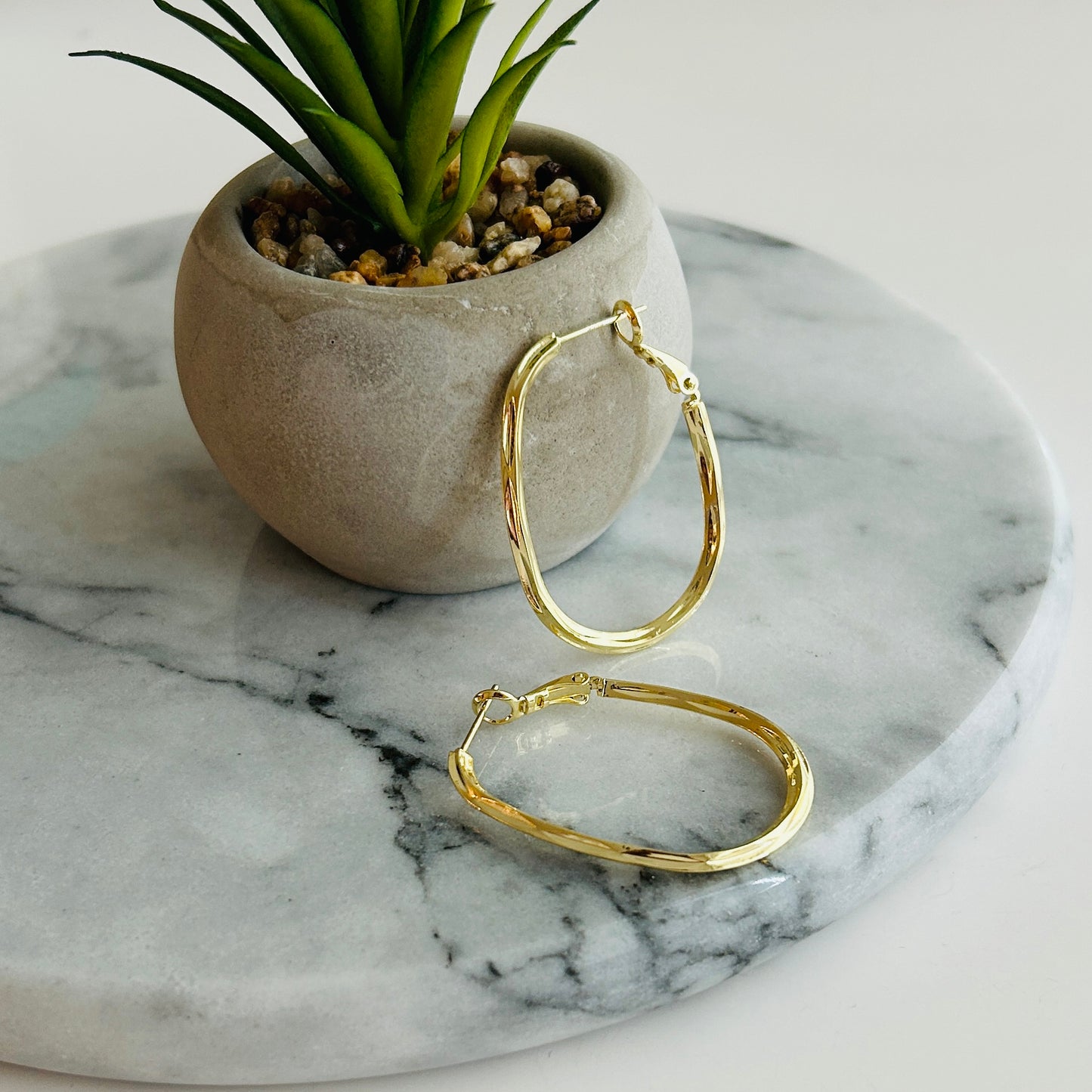 Classic Gold-Plated Oval Hoop Earrings