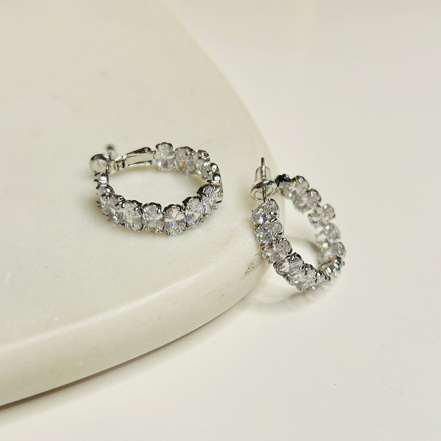 Earrings Rhodium Plated